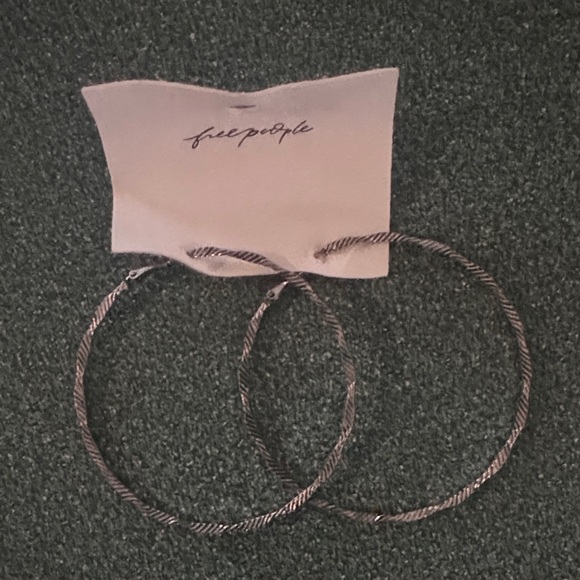 Free People Jewelry - Free People Twisted Silver Hoop Earrings